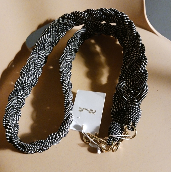 Diane Von Furstenberg Handbags - NWT DIANE VON FURSTENBERG BRAIDED CROSSBODY  STRAP BLACK/ WHITE